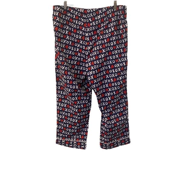 J.Crew Women’s Cotton Poplin Heart Print Cropped Pajama Sleep Pants - Picture 2 of 6